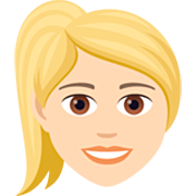 👱🏻‍♀️ Emoji Frau: helle Hautfarbe, blond JoyPixels 7.0.