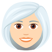 👩🏻‍🦳 Emoji Frau: helle Hautfarbe, weißes Haar JoyPixels 7.0.