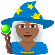🧙🏾‍♀️ Emoji Maga: Pele Morena Escura na JoyPixels 7.0.