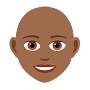 👩🏾‍🦲 Emoji Frau: mitteldunkle Hautfarbe, Glatze JoyPixels 7.0.