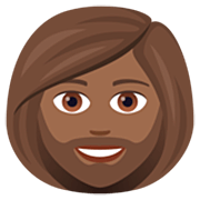 🧔🏾‍♀️ Emoji Frau: Bart mitteldunkle Hautfarbe JoyPixels 7.0.