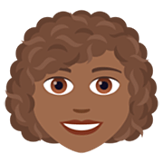 👩🏾‍🦱 Emoji Mulher: Pele Morena Escura E Cabelo Cacheado na JoyPixels 7.0.