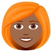 👩🏾‍🦰 Emoji Frau: mitteldunkle Hautfarbe, rotes Haar JoyPixels 7.0.