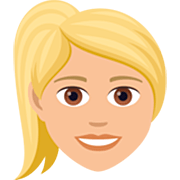 👱🏼‍♀️ Emoji Frau: mittelhelle Hautfarbe, blond JoyPixels 7.0.
