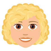 👩🏼‍🦱 Emoji Frau: mittelhelle Hautfarbe, lockiges Haar JoyPixels 7.0.