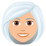👩🏼‍🦳 Emoji Mulher: Pele Morena Clara E Cabelo Branco na JoyPixels 7.0.