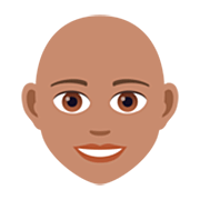 👩🏽‍🦲 Emoji Frau: mittlere Hautfarbe, Glatze JoyPixels 7.0.