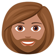 🧔🏽‍♀️ Emoji Frau: Bart mittlere Hautfarbe JoyPixels 7.0.