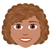 👩🏽‍🦱 Emoji Mulher: Pele Morena E Cabelo Cacheado na JoyPixels 7.0.