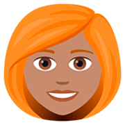 👩🏽‍🦰 Emoji Frau: mittlere Hautfarbe, rotes Haar JoyPixels 7.0.