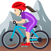 🚵🏻‍♀️ Emoji Mountainbikerin: helle Hautfarbe JoyPixels 7.0.