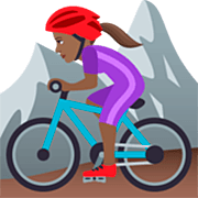 Mulher Fazendo Mountain Bike: Pele Morena Escura JoyPixels 7.0.