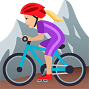 🚵🏼‍♀️ Emoji Mujer En Bicicleta De Montaña: Tono De Piel Claro Medio en JoyPixels 7.0.