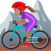 Mulher Fazendo Mountain Bike: Pele Morena JoyPixels 7.0.