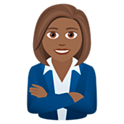 👩🏾‍💼 Emoji Oficinista Mujer: Tono De Piel Oscuro Medio en JoyPixels 7.0.