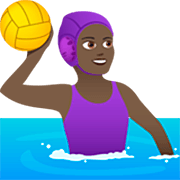 🤽🏿‍♀️ Emoji Wasserballspielerin: dunkle Hautfarbe JoyPixels 7.0.