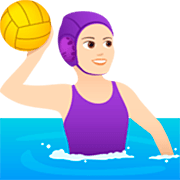 🤽🏻‍♀️ Emoji Mulher Jogando Polo Aquático: Pele Clara na JoyPixels 7.0.