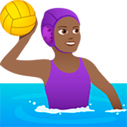 🤽🏾‍♀️ Emoji Mujer Jugando Al Waterpolo: Tono De Piel Oscuro Medio en JoyPixels 7.0.