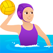 🤽🏼‍♀️ Emoji Mulher Jogando Polo Aquático: Pele Morena Clara na JoyPixels 7.0.