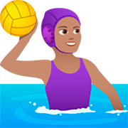 🤽🏽‍♀️ Emoji Wasserballspielerin: mittlere Hautfarbe JoyPixels 7.0.