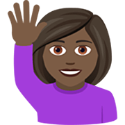 🙋🏿‍♀️ Emoji Mulher Levantando A Mão: Pele Escura na JoyPixels 7.0.