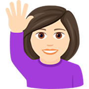 Frau mit erhobenem Arm: helle Hautfarbe JoyPixels 7.0.
