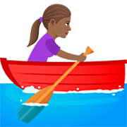 Frau im Ruderboot: mitteldunkle Hautfarbe JoyPixels 7.0.