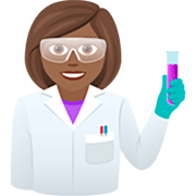 👩🏾‍🔬 Emoji Wissenschaftlerin: mitteldunkle Hautfarbe JoyPixels 7.0.