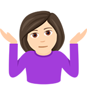 🤷🏻‍♀️ Emoji schulterzuckende Frau: helle Hautfarbe JoyPixels 7.0.