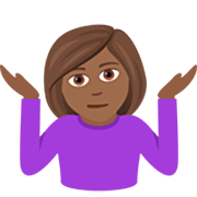 🤷🏾‍♀️ Emoji Mulher Dando De Ombros: Pele Morena Escura na JoyPixels 7.0.