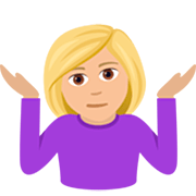 🤷🏼‍♀️ Emoji Mulher Dando De Ombros: Pele Morena Clara na JoyPixels 7.0.