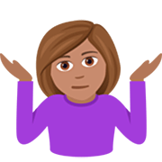Emoji 🤷🏽‍♀️ Donna Che Scrolla Le Spalle: Carnagione Olivastra su JoyPixels 7.0.
