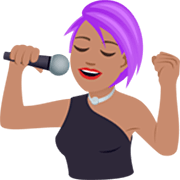Emoji 👩🏽‍🎤 Cantante Donna: Carnagione Olivastra su JoyPixels 7.0.
