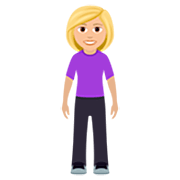 🧍🏼‍♀️ Emoji stehende Frau: mittelhelle Hautfarbe JoyPixels 7.0.