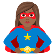 🦸🏾‍♀️ Emoji Super-heroína: Pele Morena Escura na JoyPixels 7.0.