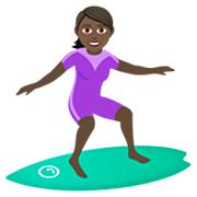 🏄🏿‍♀️ Emoji Mujer Haciendo Surf: Tono De Piel Oscuro en JoyPixels 7.0.