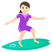 🏄🏻‍♀️ Emoji Mulher Surfista: Pele Clara na JoyPixels 7.0.