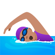 🏊🏽‍♀️ Emoji Mulher Nadando: Pele Morena na JoyPixels 7.0.