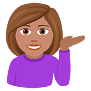 💁🏽‍♀️ Emoji Mulher Com A Palma Virada Para Cima: Pele Morena na JoyPixels 7.0.