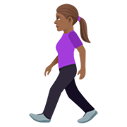 🚶🏾‍♀️ Emoji Mulher Andando: Pele Morena Escura na JoyPixels 7.0.
