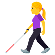 Emoji 👩‍🦯 Donna Con Bastone Bianco Di Orientamento su JoyPixels 7.0.