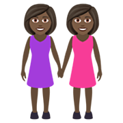 👭🏿 Emoji Duas Mulheres De Mãos Dadas: Pele Escura na JoyPixels 7.0.