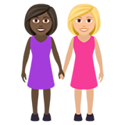 👩🏿‍🤝‍👩🏼 Emoji Mujeres De La Mano: Tono De Piel Oscuro Y Tono De Piel Claro Medio en JoyPixels 7.0.