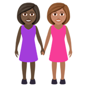 Émoji 👩🏿‍🤝‍👩🏽 Deux Femmes Se Tenant La Main : Peau Foncée Et Peau Légèrement Mate sur JoyPixels 7.0.
