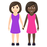👩🏻‍🤝‍👩🏿 Emoji Duas Mulheres De Mãos Dadas: Pele Clara E Pele Escura na JoyPixels 7.0.