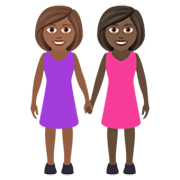 👩🏾‍🤝‍👩🏿 Emoji Mujeres De La Mano: Tono De Piel Oscuro Medio, Tono De Piel Oscuro en JoyPixels 7.0.