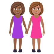 Emoji 👩🏾‍🤝‍👩🏽 Due Donne Che Si Tengono Per Mano: Carnagione Abbastanza Scura E Carnagione Olivastra su JoyPixels 7.0.