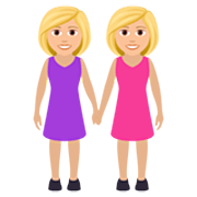 👭🏼 Emoji Duas Mulheres De Mãos Dadas: Pele Morena Clara na JoyPixels 7.0.