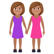 👭🏽 Emoji Mujeres De La Mano: Tono De Piel Medio en JoyPixels 7.0.