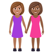 Émoji 👩🏽‍🤝‍👩🏾 Deux Femmes Se Tenant La Main : Peau Légèrement Mate Et Peau Mate sur JoyPixels 7.0.